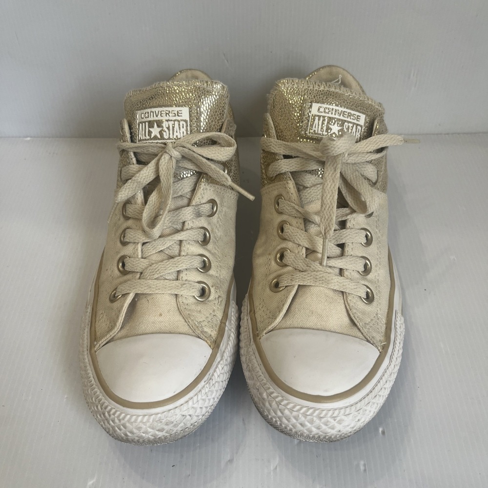 Converse Chuck Taylor All Star Madison Metallic Gold Off White Canvas Shoes Sz 8 - Picture 2 of 14